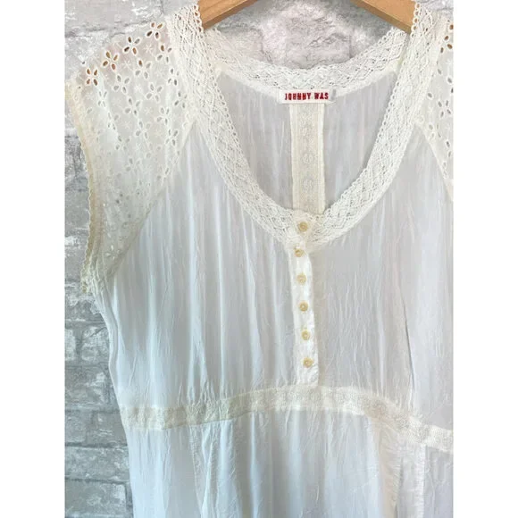 Johnny Was Size L Creamy White Dress - Picture 2 of 5